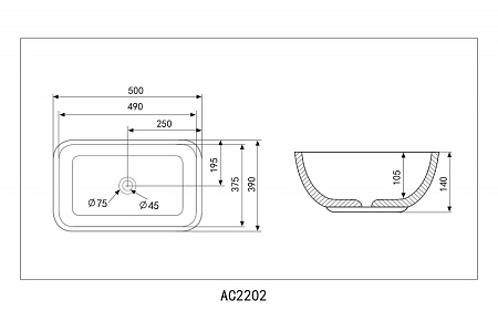 Раковина накладная ABBER Rechteck AC2202 белый