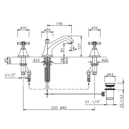 Смеситель Nicolazzi Tiede 1908BZ45 для раковины, бронза