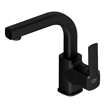 Смеситель GPD Pedra MTL160-S для раковины, черный матовый