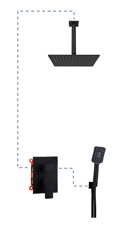 Душевой комплект AQG Alpha 19ALPEC21805 черный матовый
