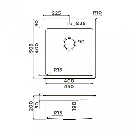 Кухонная мойка Omoikiri Amadare 45-IN 45х50 нержавеющая сталь