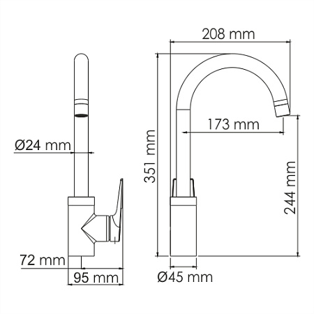 Смеситель WasserKRAFT Glan 6607 для кухонной мойки, черный