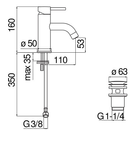 Смеситель Nobili Live LV00118/2BM для раковины, черный матовый