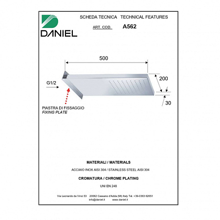 Верхний душ Daniel A562-15 черный матовый
