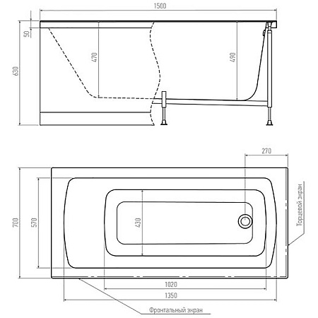 Акриловая ванна Timo Ritta RITTA1570 150х70 без гидромассажа