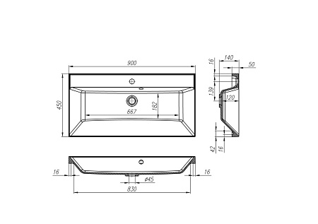 Раковина BelBagno Marino BB900/450-LV-MR-AST 90