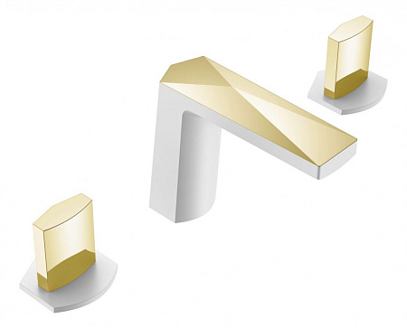 Смеситель Boheme Venturo 150-WG-ICE для раковины, ручка Ice, белый/золото