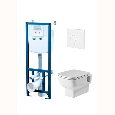 Комплект Santek Нео 1WH501758 подвесной унитаз + инсталляция + кнопка белая