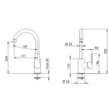 Смеситель Remer Energy EY72 для кухонной мойки, хром