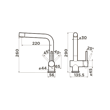 Смеситель Omoikiri Koriyama 4991005 для кухонной мойки, нержавеющая сталь