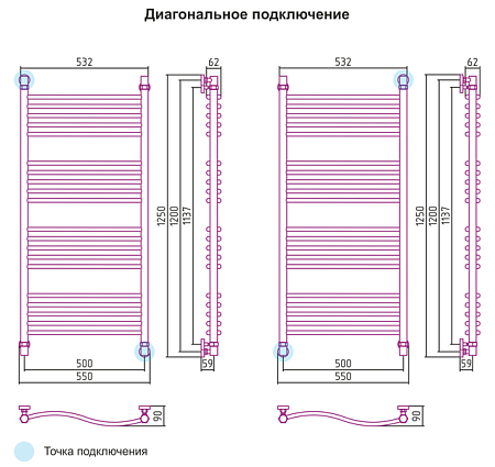 Полотенцесушитель водяной Сунержа Флюид 05-0122-1250 120x50 состаренная бронза