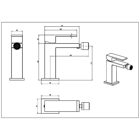 Смеситель Boheme Qubic 476-BR для биде, бронза