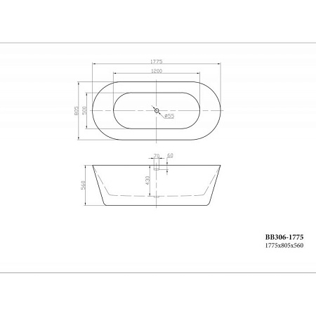 Акриловая ванна BelBagno BB306-1775 177.5x80.5 белый