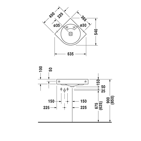 Раковина Duravit Architec 448450000 63х54 угловая 