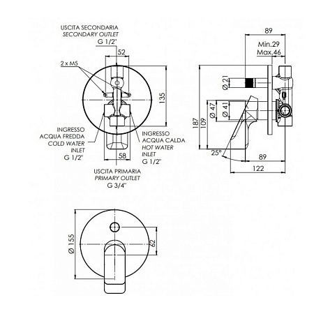 Смеситель Remer Infinity I09HNO для ванны с душем, чёрный матовый