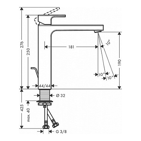 Смеситель Hansgrohe Vernis Shape 71562000 для раковины, хром