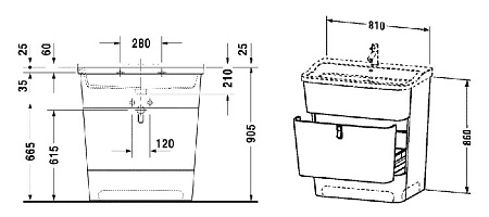 Тумба с раковиной Duravit Esplanade  дуб 85