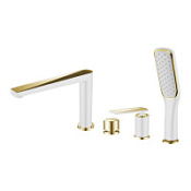 Смеситель Boheme Venturo 380-W на борт ванны, белый/золото