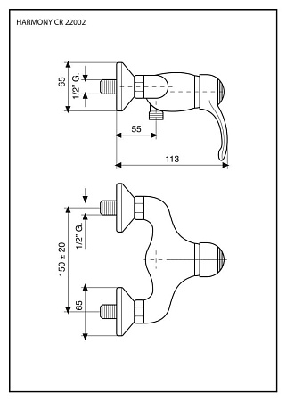 Смеситель Emmevi Harmony 22002BC для душа, белый/хром