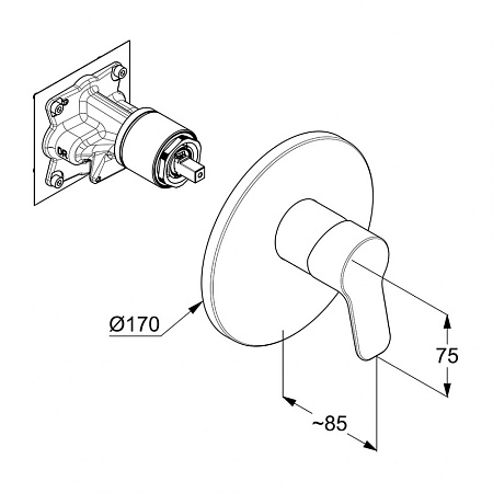 Смеситель Kludi Pure&Easy 376550565 для душа (внешняя часть), хром
