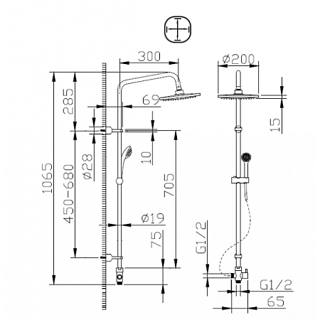 Душевая стойка Bravat Fit D283CP-2-RUS хром