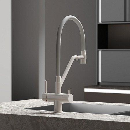 Смеситель для кухонной мойки Sancos Dora SC4003MW белый матовый