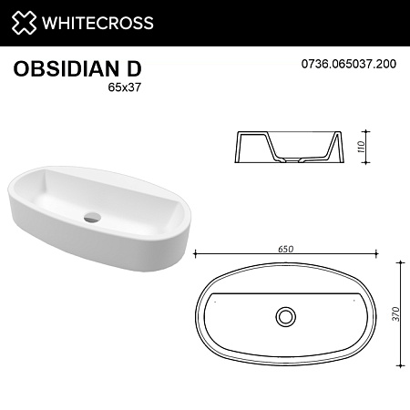 Раковина накладная Whitecross Obsidian 0736.065037.200 65x37 белый матовый
