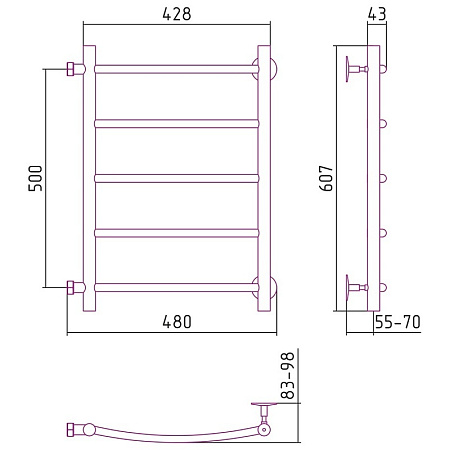 Полотенцесушитель водяной Стилье Версия-Б2 50х40 хром