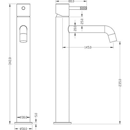 Смеситель Boheme Uno 462-BCR для раковины, черный/хром