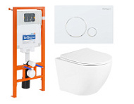 Комплект 3 в 1 BelBagno Uno BB3105CHR/SC/BB002-80/BB014-SR-BIANCO с кнопкой Комплект 3 в 1 BelBagno Uno BB3105CHR/SC/BB002-80/BB014-SR-BIANCO с кнопкой