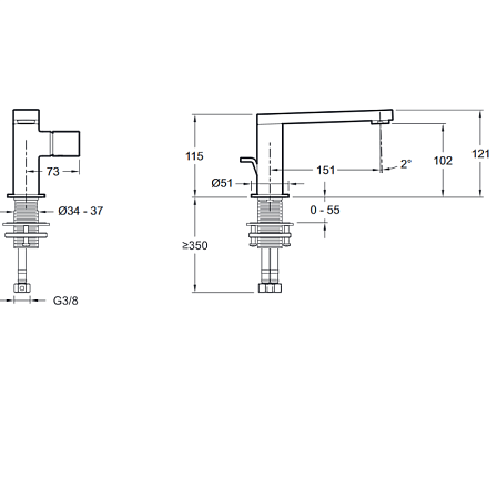 Смеситель Jacob Delafon Composed E73050-ND-TT для раковины титан