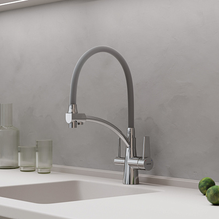 Смеситель для кухонной мойки Sancos Eri SC4001CH хром/серый