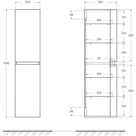 Шкаф-пенал Cezares Vague 44323 34 R antacite