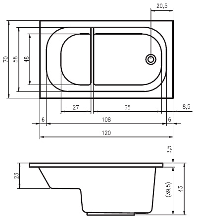 Ванна акриловая Riho Petit B149001005 120x70