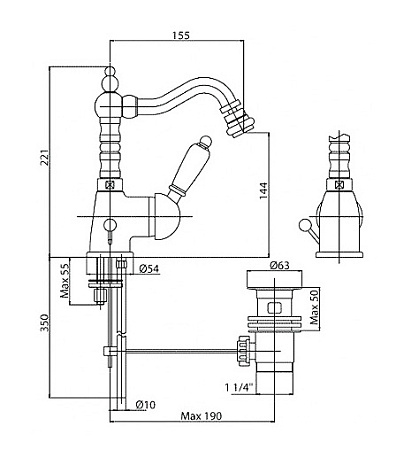 Смеситель Cezares Elite ELITE-BSM2-03/24-Bi для биде