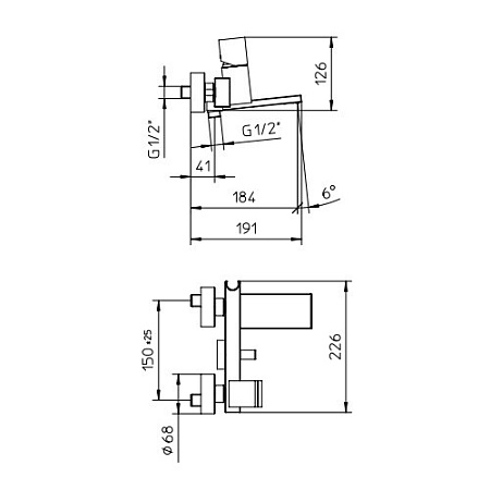 Смеситель Palazzani Track 09101510 для ванны с душем