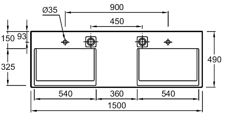 Раковина Jacob Delafon Terrace EXA9112-00 150 см, с подсветкой