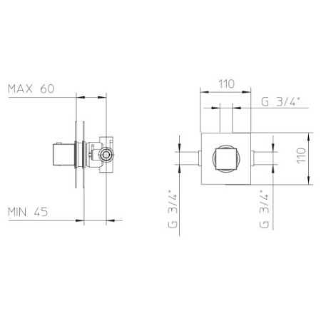 Термостат Palazzani Qadra 41258510 для душа(внешняя часть), хром