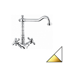 Смеситель Emmevi Deco Old 12617BO для кухонной мойки, белый/золото Смеситель Emmevi Deco Old 12617BO для кухонной мойки, белый/золото