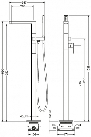 Смеситель Timo Selene 2210/17Y-CR напольный, золото матовое