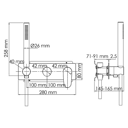 Смеситель WasserKRAFT Dinkel 5877 для ванны с душем, хром