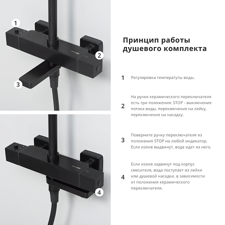 Душевая стойка WasserKRAFT Thermo A29901 черный матовый