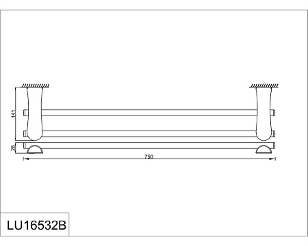 Полотенцедержатель двойной RUSH Luson LU16532B хром