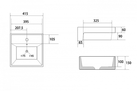 Раковина накладная ABBER Rechteck AC2208 белый