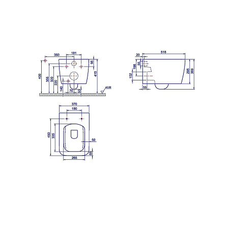 Унитаз подвесной Boheme Zen 967-SET-B черный матовый