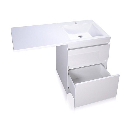 Тумба с раковиной напольная El Fante Даллас 110 R 2 ящика, эмаль, белый