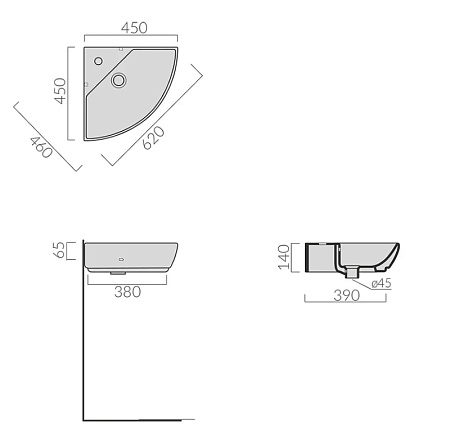 Раковина Galassia M2 5202 45 белый 