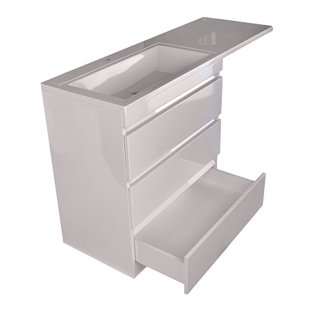 Тумба под раковину напольная El Fante Даллас 140 3 ящика, пленка, белый