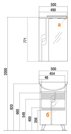 Тумба с раковиной Aquaton Панда 1A053701PD010 50 белый