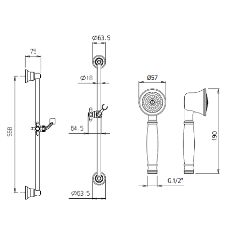 Душевой гарнитур Palazzani Retro 99200750 бронза